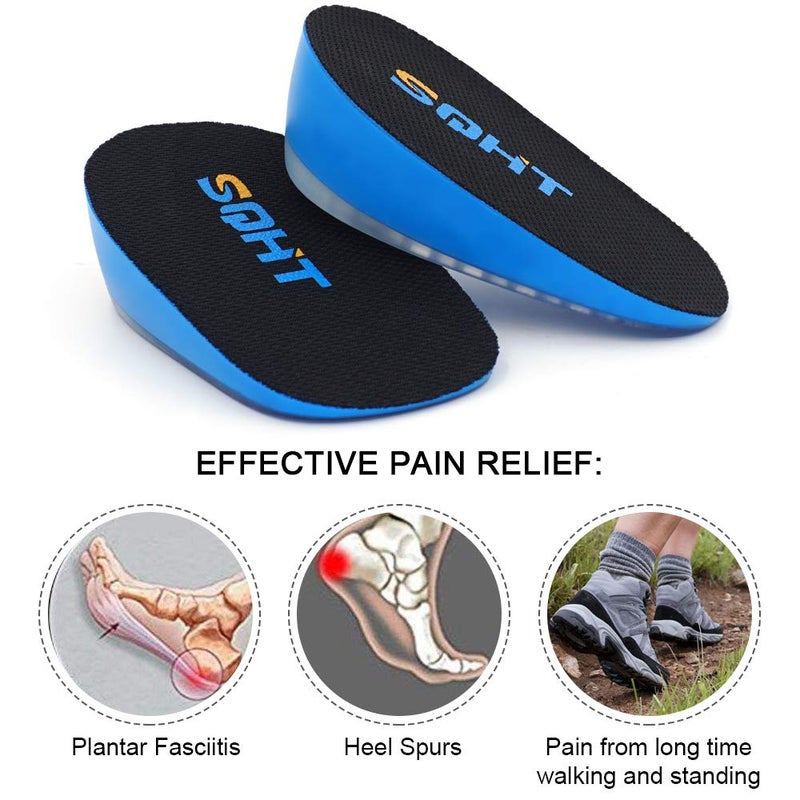 SQHT 's Height Increase Insoles - Gel Shoe Heel Lift Inserts & Pads  Achilles Tendon Cushion Cups for Men and Women (Large (1.4 "" Height)) Blue&Black - Image 2